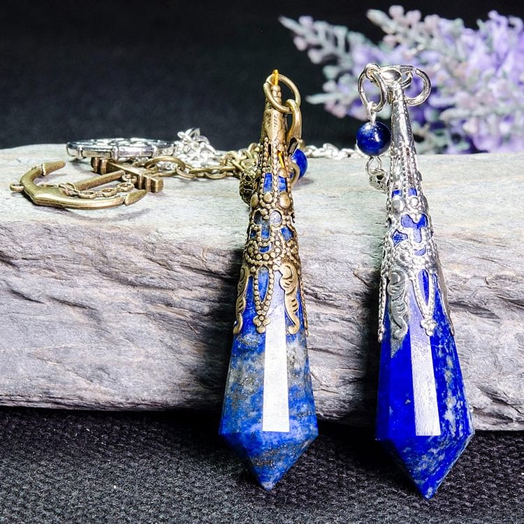 Vintage 12-Faceted Lapis Lazuli Retro Positive Pendulum