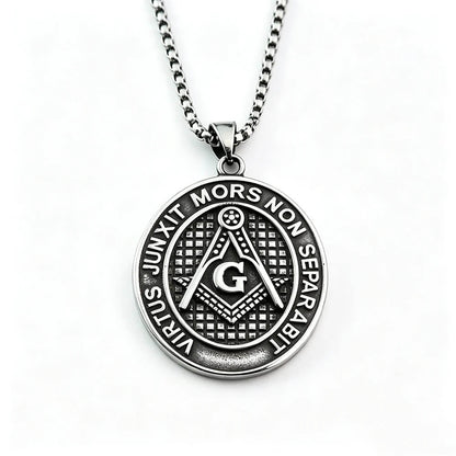 Mens Steel Double Sided Pendant Necklace