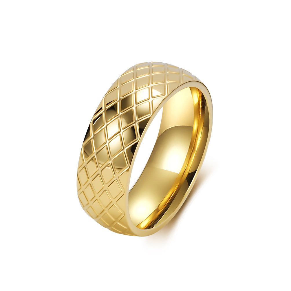 Rhombus grid men's ring