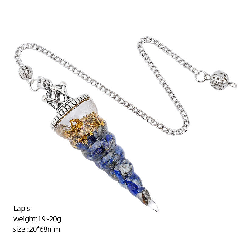 Crown-Headed Spiral Conical Yoga Meditation Adjustable Frequency Crystal Resin Spirit Pendulum