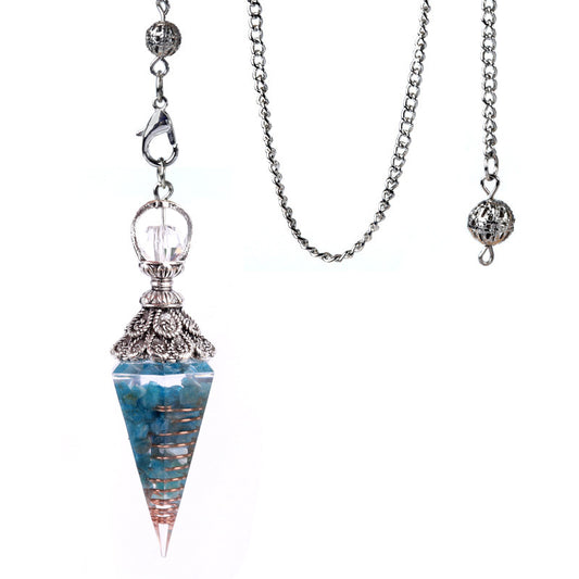 Antique silver crystal semi-precious stone multi-colored gravel resin spirit pendulum