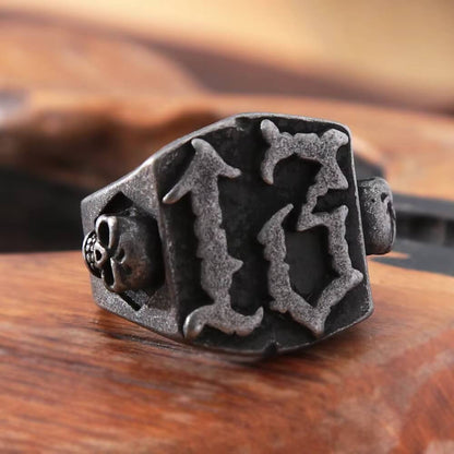 Retro vintage-style large Ghost Head men's ring