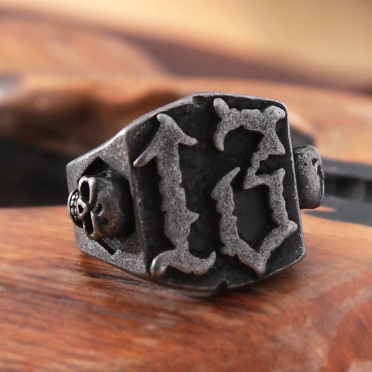 Retro vintage-style large Ghost Head men's ring