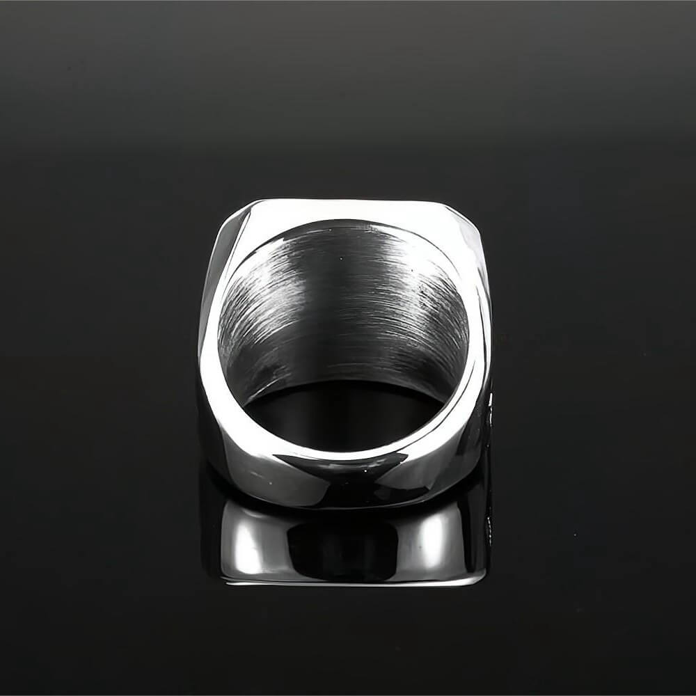 Vintage Stainless Steel AG Masonic Skull Square Statement Ring for Men