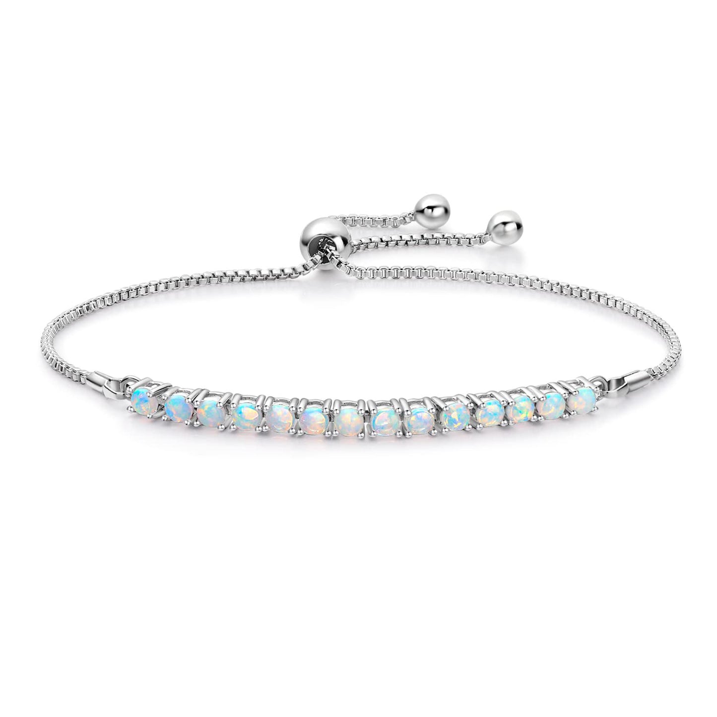 Women&Men's 3mm Inlaid Opal Cuban Tennis Bracelet With Adjustable Length