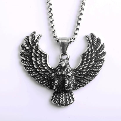 Men's Steel Spread Wings Eagle Pendant Necklace