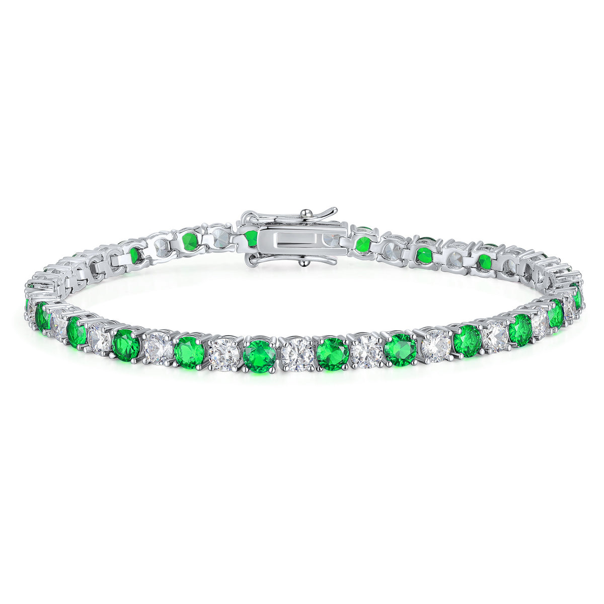 Women&Men's Round 4mm Eight-Shaped Buckle Zircon Tennis Bracelet