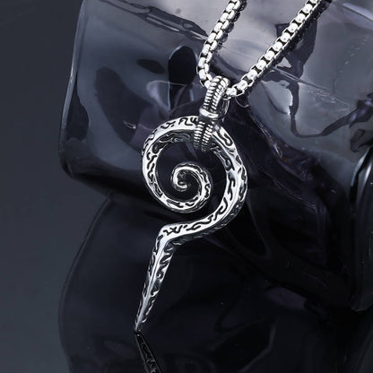 Men's Steel Vintage Spiral Snake Pendant Necklace