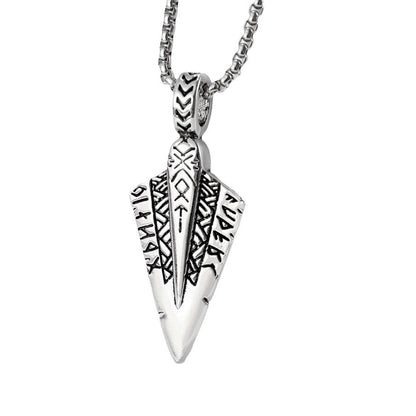 Men's Steel Viking Rune Spearhead Vintage Pendant Necklace
