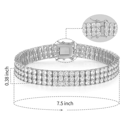 Women&Men's 3mm Zircon Three-Row Eight-Character Buckle Cuban Tennis Bracelet