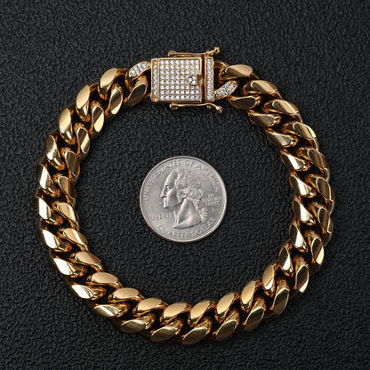 Men’s Stainless Steel Tight Cuban Link Bracelet, Hip Hop Fashion Wrist Jewelry