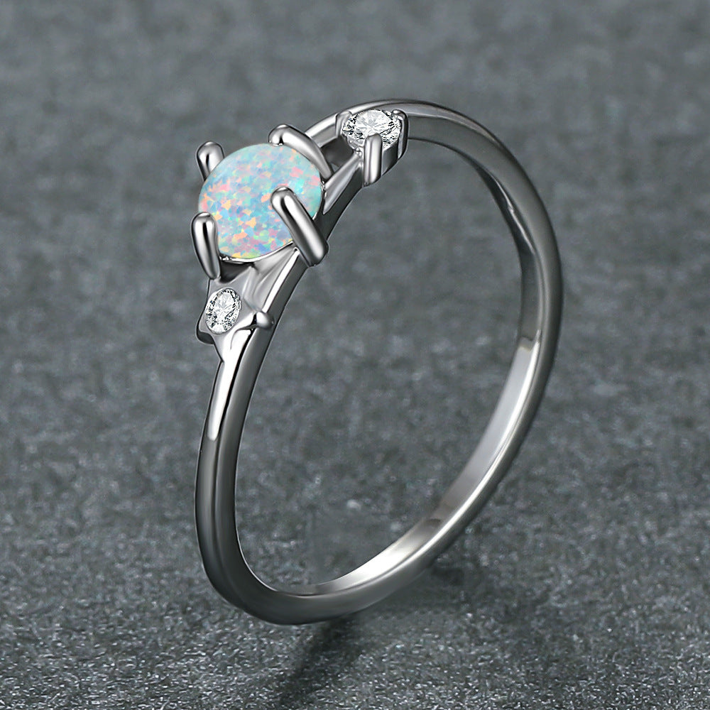 Women's Round Star Opal Zirconia ring