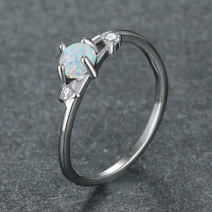 Women's Round Star Opal Zirconia ring