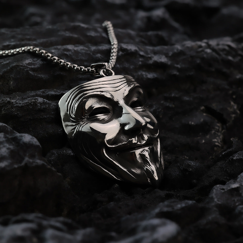 Vintage Stainless Steel Men's Movie Mask Pendant Necklace for Men