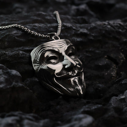 Vintage Stainless Steel Men's Movie Mask Pendant Necklace for Men
