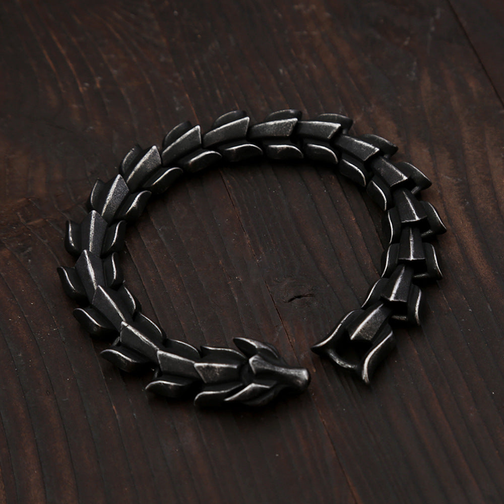 Trendy Punk Men Bracelet, Creative Domineering Dragon Bone Stainless Steel Unique Personality Fashion Wrist Jewelry