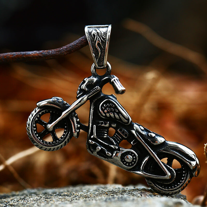 Men's Steel Motorcycle Retro Hip Hop Biker Jewelry Pendant Necklace