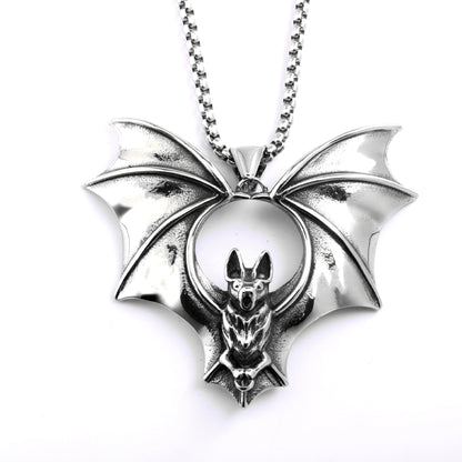 Men's Stainless Steel Vampire Bat Pendant Necklace Halloween Gift