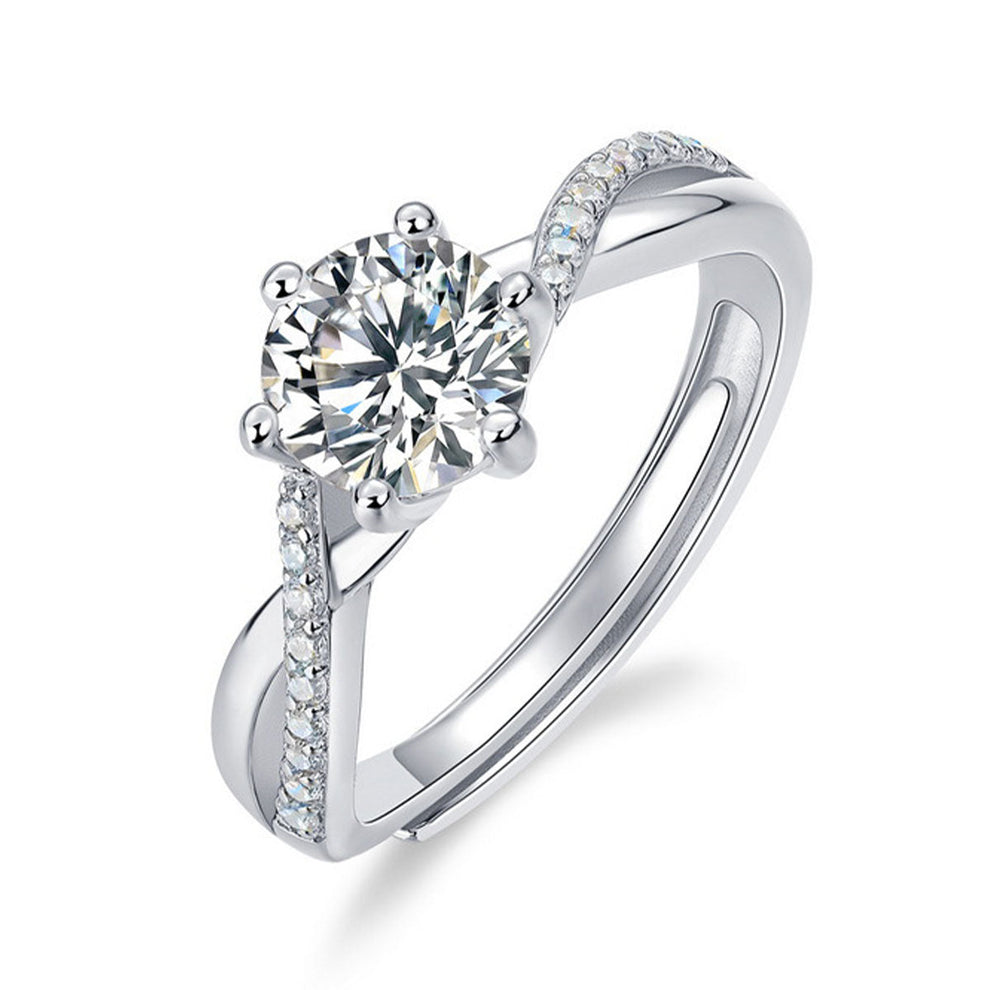Women's White Gold Rose Shape Moissanite Adjustable Ring