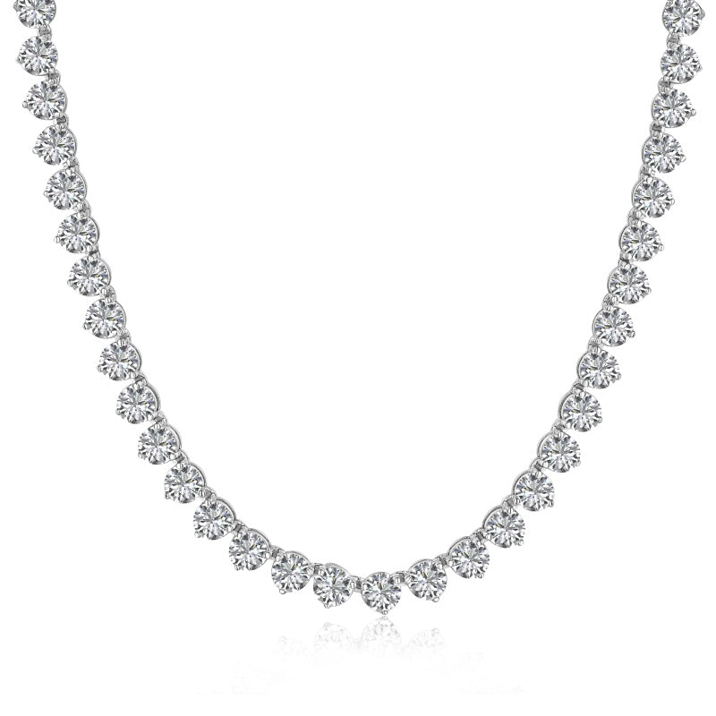 S925 Necklace, Minimalist Style Fully Paved with White Round Zircon