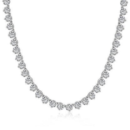 S925 Necklace, Minimalist Style Fully Paved with White Round Zircon