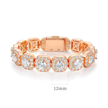 Women&Men's 12mm Cubic Zirconia Flip Clasp Cuban Link Tennis Bracelet