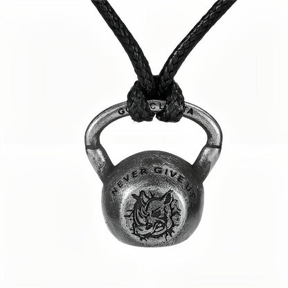Vintage Stainless Steel Men's Kettlebell Pendant Necklace