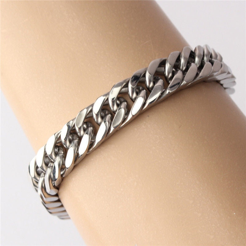 Men’s Fashion Titanium Steel Double Clasp Bracelet Trendy Wrist Jewelry Accessory