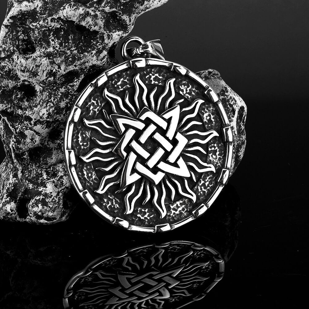 Vintage Stainless Steel Viking Slavic Medal Round Pendant Necklace for Men