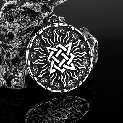 Vintage Stainless Steel Viking Slavic Medal Round Pendant Necklace for Men
