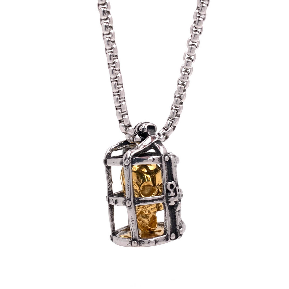 Men's Cage Skull Pendant Necklace