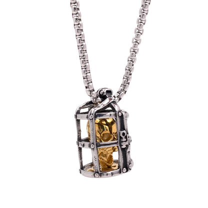 Men's Cage Skull Pendant Necklace