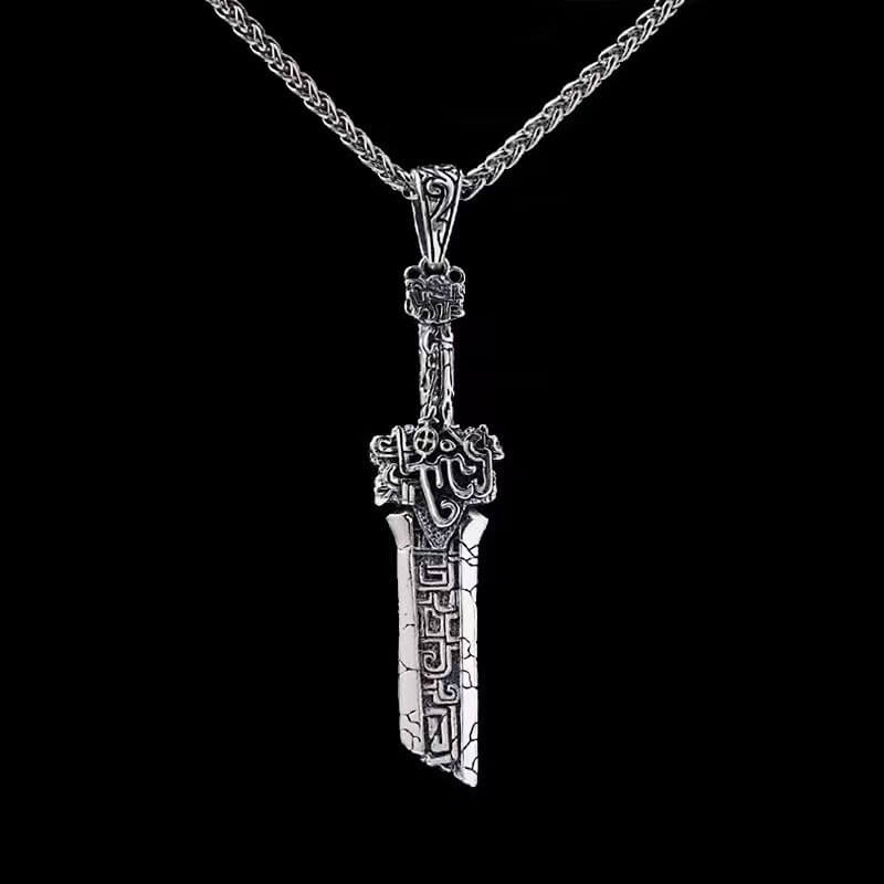 Vintage Stainless Steel Broken Sword Pendant Necklace for Men