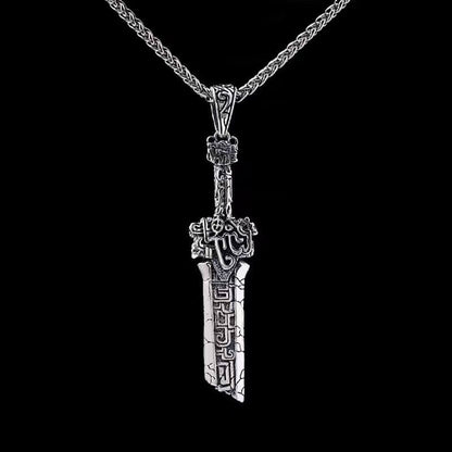 Vintage Stainless Steel Broken Sword Pendant Necklace for Men