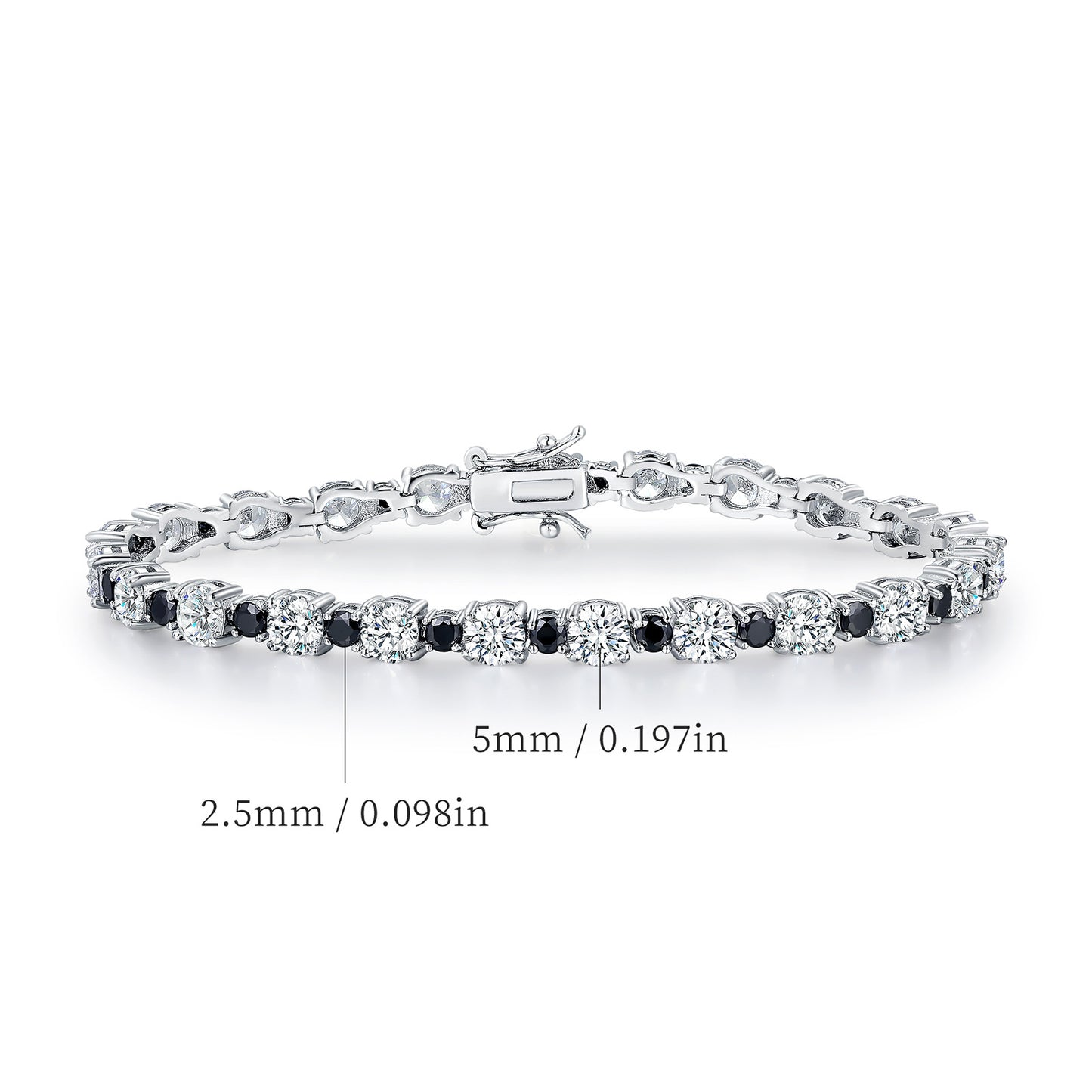 Women&Men's 5mm Round Zircon Eight-Shaped Clasp Tennis Bracelet