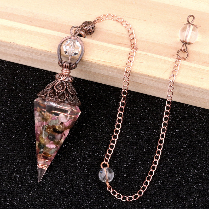 Ancient Red Seven-Colored Crystal Resin Spiritual Pendulum