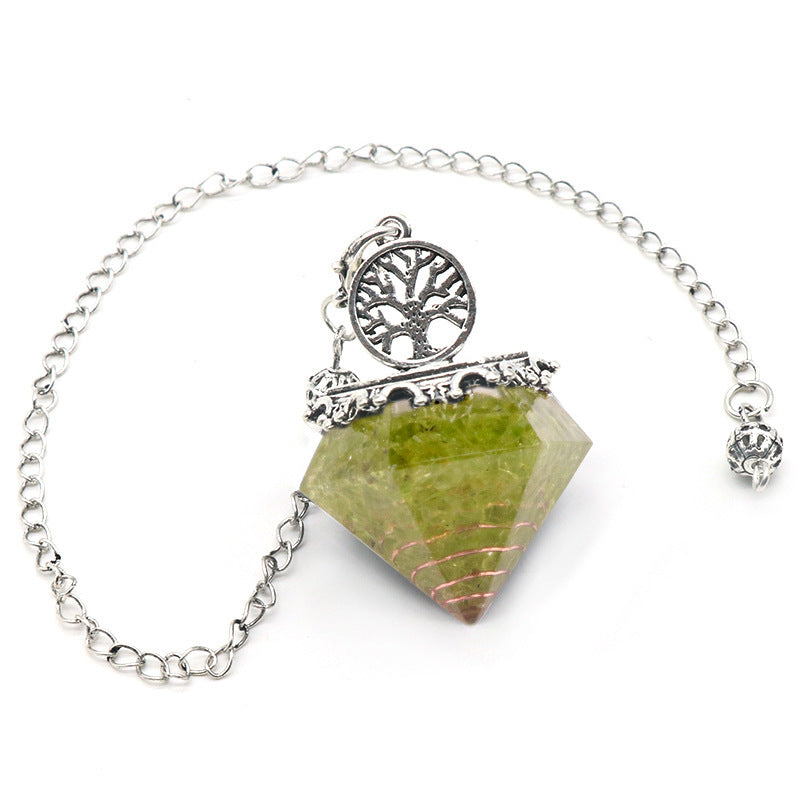 Crystal Agate Resin Gravel Diamond-Shaped Pendulum
